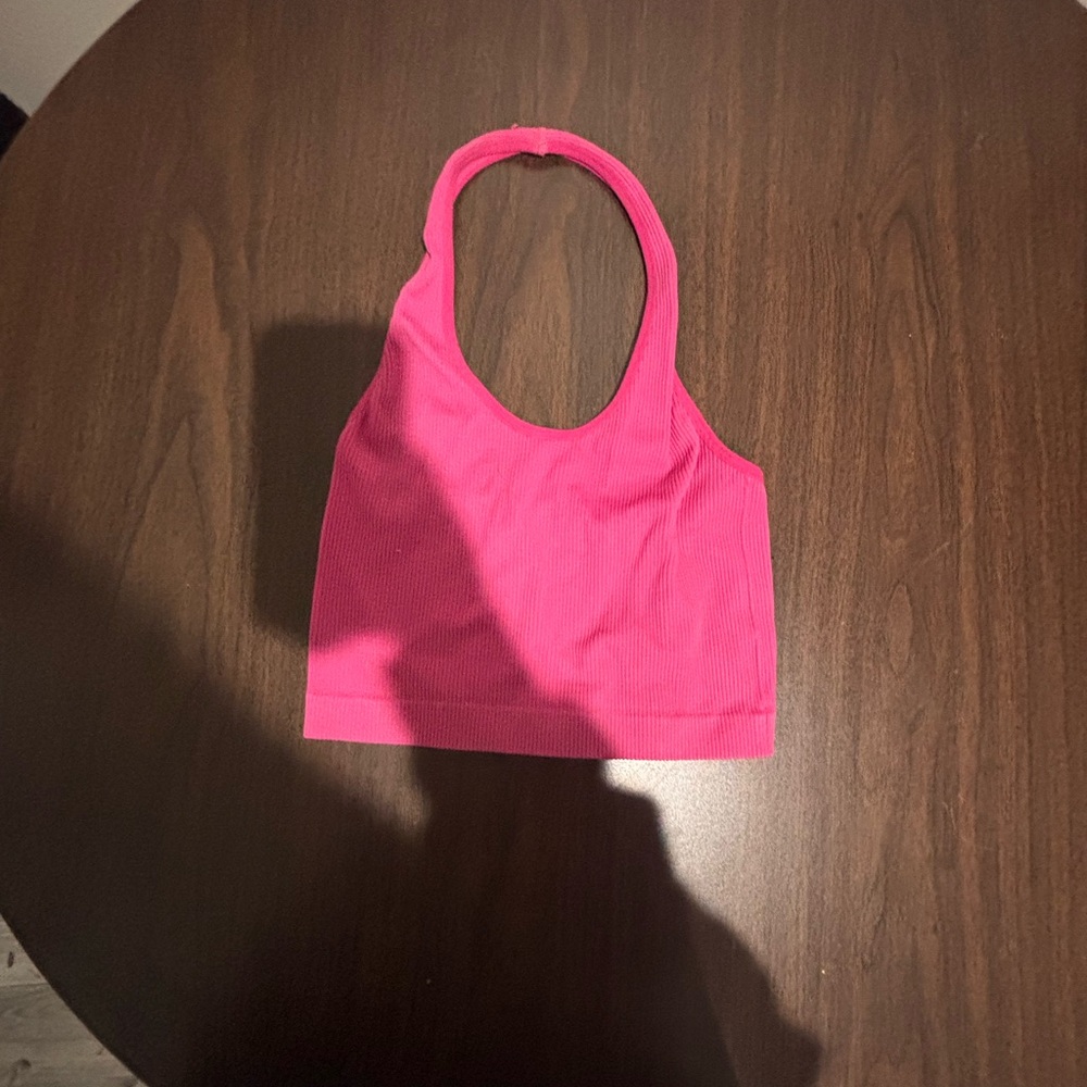 Ardene Bright Hot Pink Ribbed Halter Top